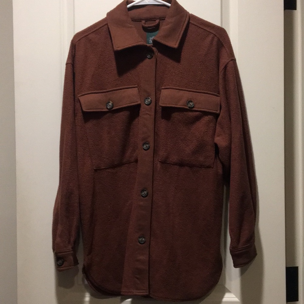 Wild Fable button down Shacket shirt Jacket Rust color long sleeve women size XS